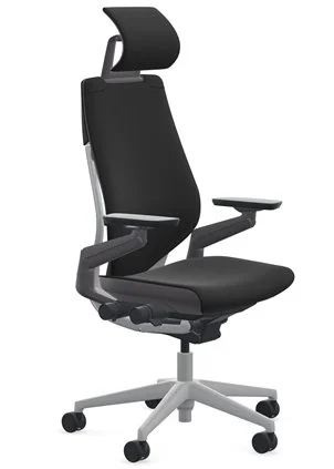 Кресло Steelcase Gesture Onyx / Рlаtinum Меtаlliс с подголовником
