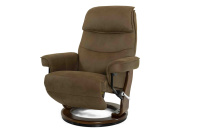 Кресло реклайнер FALTO Rio (встроенная подножка, искусственный нубук, коричневый)
