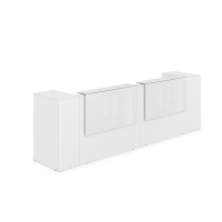 1КРТ-КЛ05.1 Комплект Ресепшн с фартуком HPL (363.2x75.1x114.9 см) (с подсветкой) белый/белый глянец hpl