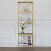 Стеллаж KARIN, золотой, ЛДСП Робиния, 55x30x175 Стеллаж KARIN, золотой, ЛДСП Робиния, 55x30x175