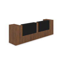 1КРТ-КЛ05.1 Комплект Ресепшн с фартуком HPL (363.2x75.1x114.9 см) (с подсветкой) шамони темный/черный матовый hpl