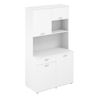 SG.1002.WH.WH / Офисная мини-кухня с ящиком, 1200х600х2135 / корпус: белый, фасады: белый SG.1002.WH.WH / Офисная мини-кухня с ящиком, 1200х600х2135 / корпус: белый, фасады: белый