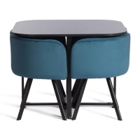 Комплект (стол, 4 стула) QUADRON (mod. PT14) Стол: МДФ/металл, стул: металл/велюр, 100х100х73 см, 69х56х71 см, Blue (синий/бирюзовый) HLR62/черн. Комплект (стол, 4 стула) QUADRON (mod. PT14) Стол: МДФ/металл, стул: металл/велюр, 100х100х73 см, 69х56х71 см, Blue (синий/бирюзовый) HLR62/черн.