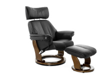 Кресло реклайнер FALTO Piabora (оттоманка, натуральная кожа, черный)