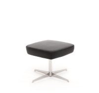 VENTO Metal Пуф кожа ЧЕРНЫЙ/ХРОМ