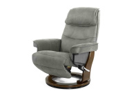 Кресло реклайнер FALTO Rio (встроенная подножка, искусственный нубук, серый)