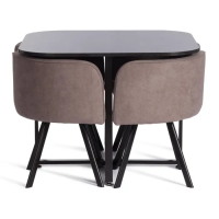 Комплект (стол, 4 стула) QUADRON (mod. PT14) Стол: МДФ/металл, стул: металл/шенилл, 100х100х73 см, 69х56х71 см, Mocha (мокко) LY1701-27/черный Комплект (стол, 4 стула) QUADRON (mod. PT14) Стол: МДФ/металл, стул: металл/шенилл, 100х100х73 см, 69х56х71 см, Mocha (мокко) LY1701-27/черный