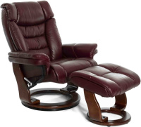 Кресло реклайнер FALTO Zuel (оттоманка, натуральная кожа, бордовый)