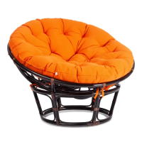 Кресло PAPASAN/ПАПАСАН 23/01 W /с подушкой/ диаметр подушки 122 см, 115х101х104 см, Antique brown (античный черно-коричневый), ткань Оранжевый,