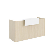 FACTORY Стойка L148 стекло 100 ДУБ СВЕТЛЫЙ/БЕЛЫЙ