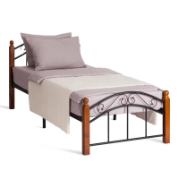 Кровать AT-8077 дерево гевея/металл, 90x200 см (Single bed), красный дуб/черный
