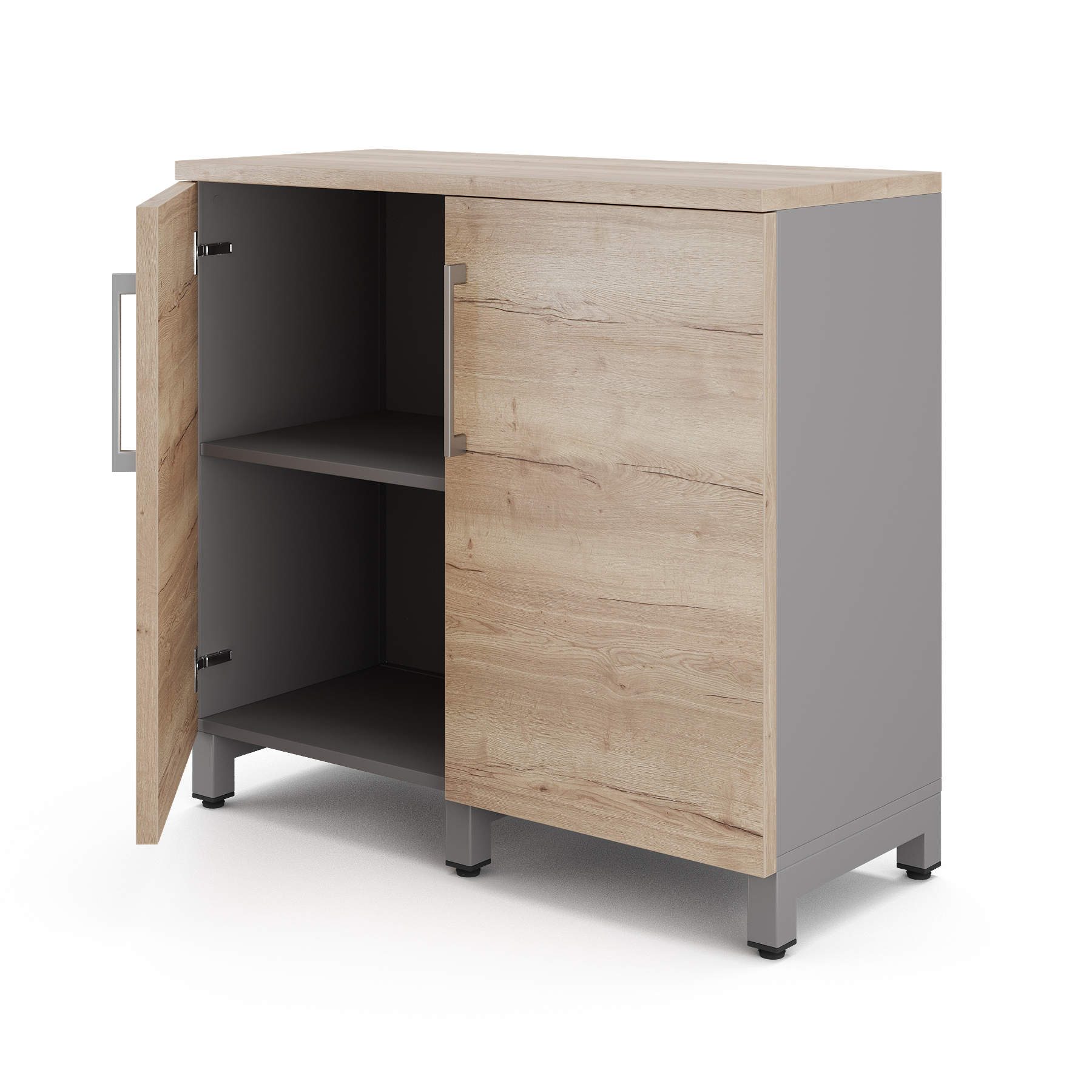 Шкаф распашной Kobor HR/2-90/60/M aluminum/natural Шкаф распашной Kobor HR/2-90/60/M aluminum/natural