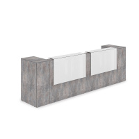 1КРТ-КЛ05.1 Комплект Ресепшн с фартуком HPL (363.2x75.1x114.9 см) (с подсветкой) basalt/белый глянец hpl