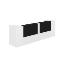 1КРТ-КЛ05.1 Комплект Ресепшн с фартуком HPL (363.2x75.1x114.9 см) (с подсветкой) белый/черный матовый hpl