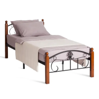 Кровать РУМБА (AT-203)/ RUMBA дерево гевея/металл, 90x200 см (Single bed), красный дуб/черный