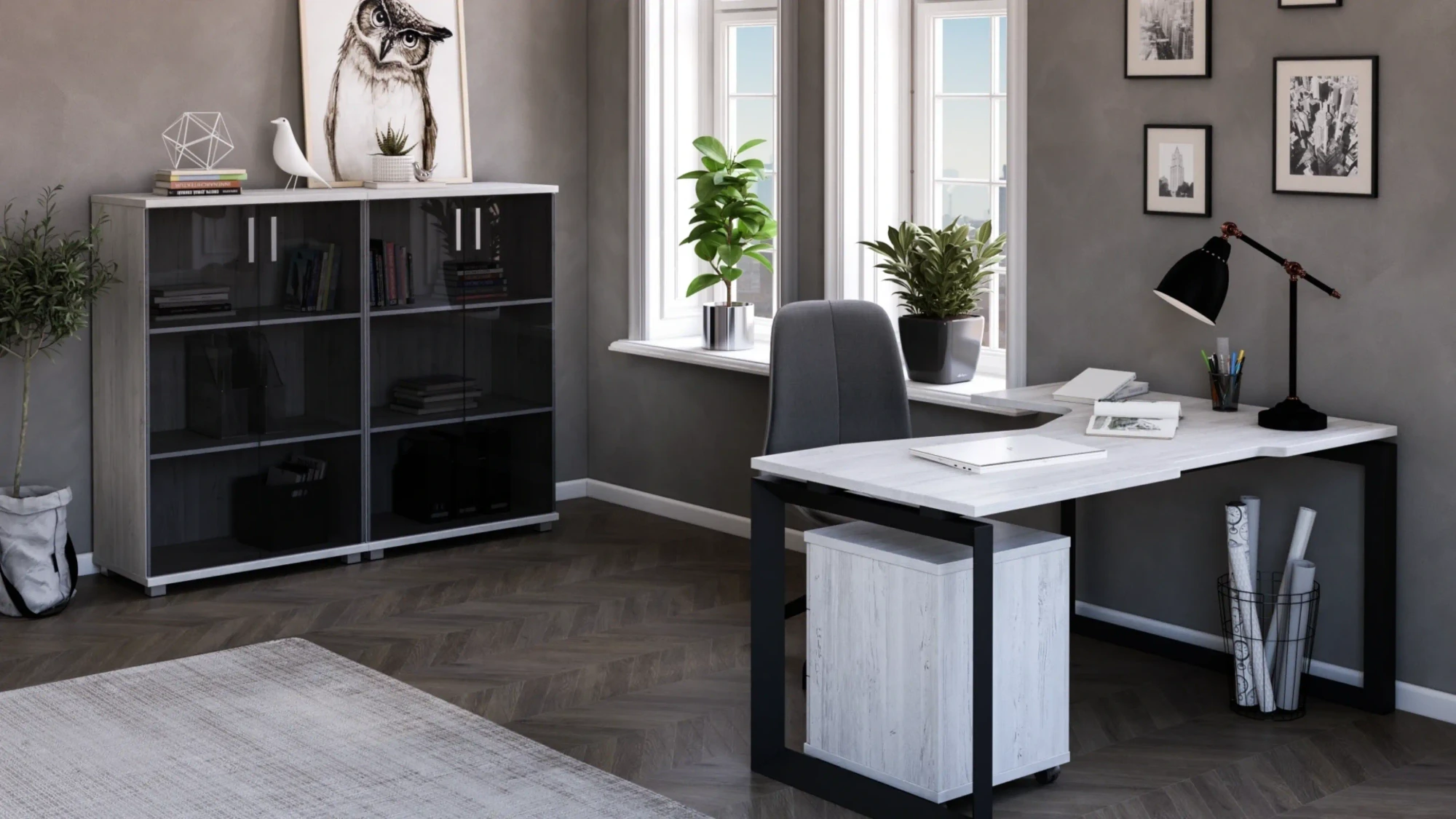 Кабинет руководителя Аргентум-МП Лиственница/Антрацит Кабинет руководителя Аргентум-МП Лиственница/Антрацит