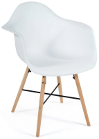 Кресло CINDY (EAMES) (mod. 919) дерево бук/металл/сиденье пластик, 60x62x79см, белый/white with natural legs