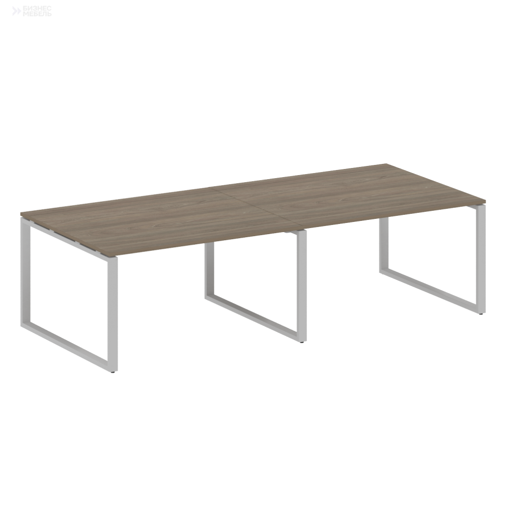 Metal System Переговорный стол 2 столешницы на О-образном м/к БО.ПРГ-2.3 Вяз Благородный/Металл Серый 2800x1235x750