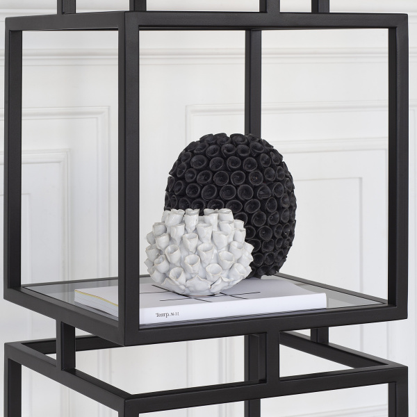 Стеллаж CUBIC-3, черный, тонированное стекло, 40x40x150,5