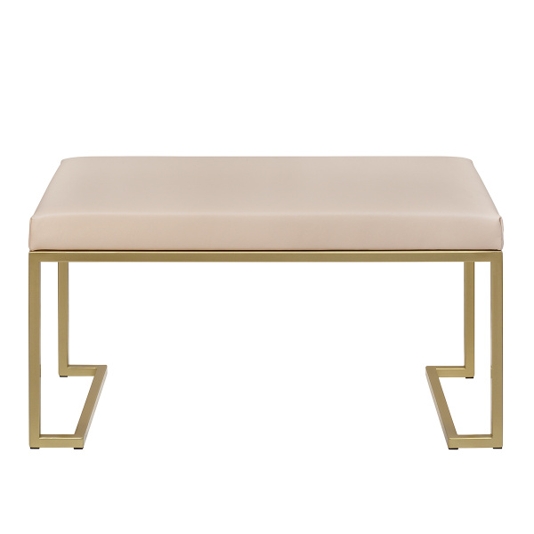 Банкетка OMEGA MINI, золотая, экокожа Light Beige, 85x40x45