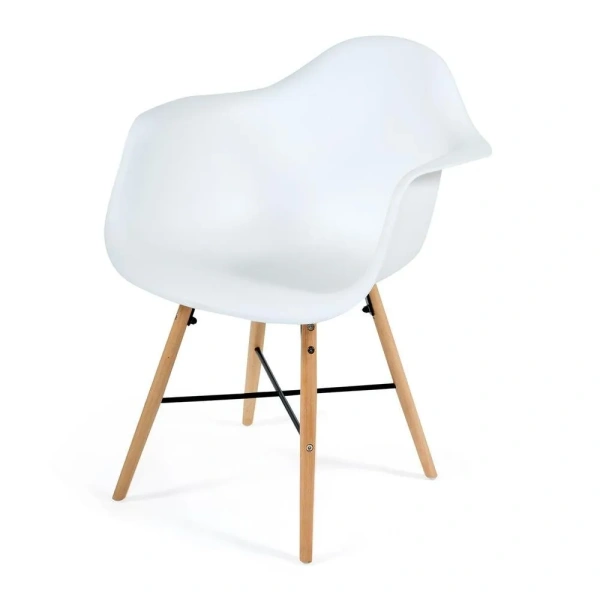 Кресло CINDY (EAMES) (mod. 919) дерево бук/металл/сиденье пластик, 60x62x79см, белый/white with natural legs