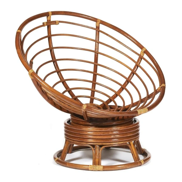 Кресло-качалка PAPASAN/ПАПАСАН w 23/01 B /с подушкой/ 115х78х104 см, Pecan (орех), ткань Оранжевый, С 23