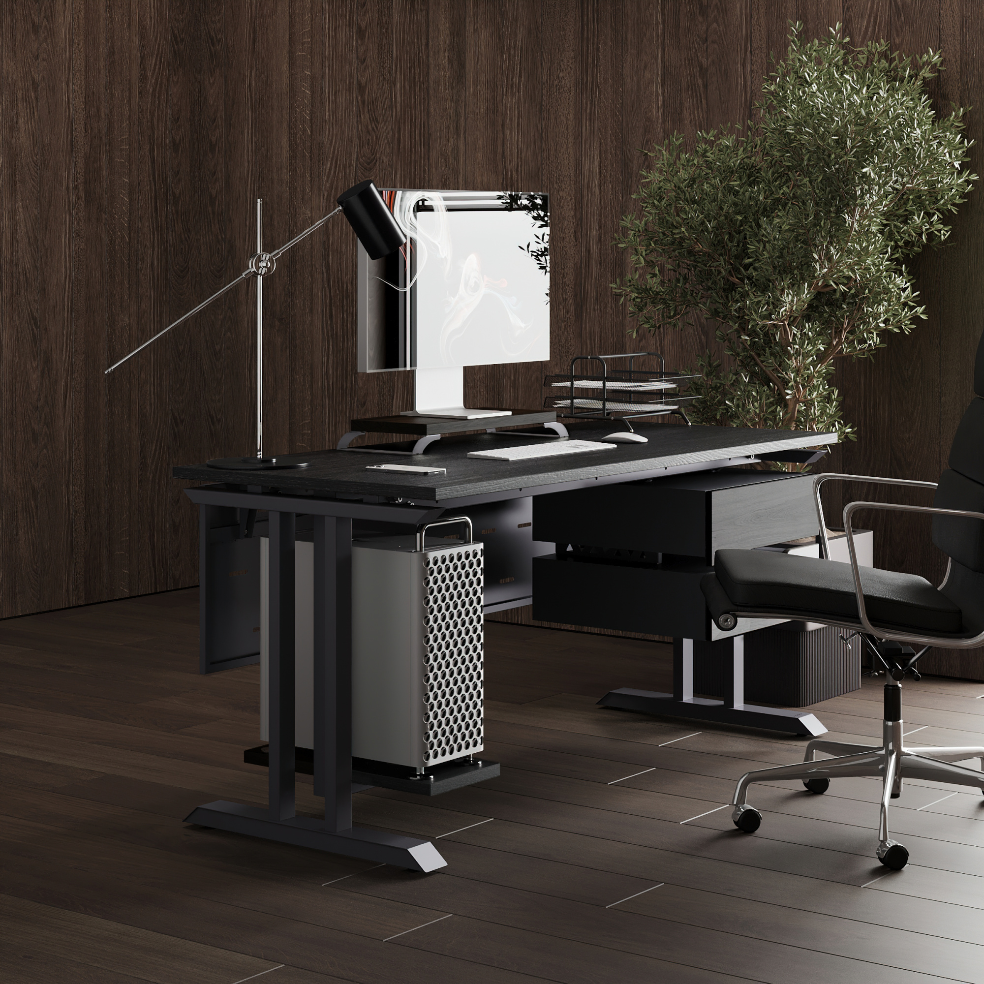 Стол офисный Kobor T-160/70 graphite/wood