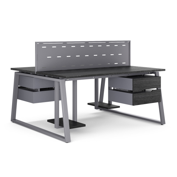 Стол офисный Kobor TR/2-120/140 graphite/wood Стол офисный Kobor TR/2-120/140 graphite/wood