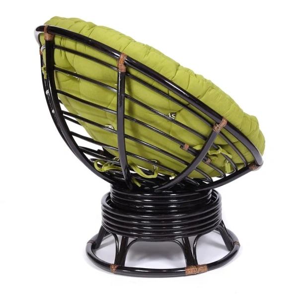 Кресло-качалка PAPASAN/ПАПАСАН w 23/01 B /с подушкой/ 115х78х104 см, Antique brown (античный черно-коричневый), флок Олива, 23 Кресло-качалка PAPASAN/ПАПАСАН w 23/01 B /с подушкой/ 115х78х104 см, Antique brown (античный черно-коричневый), флок Олива, 23