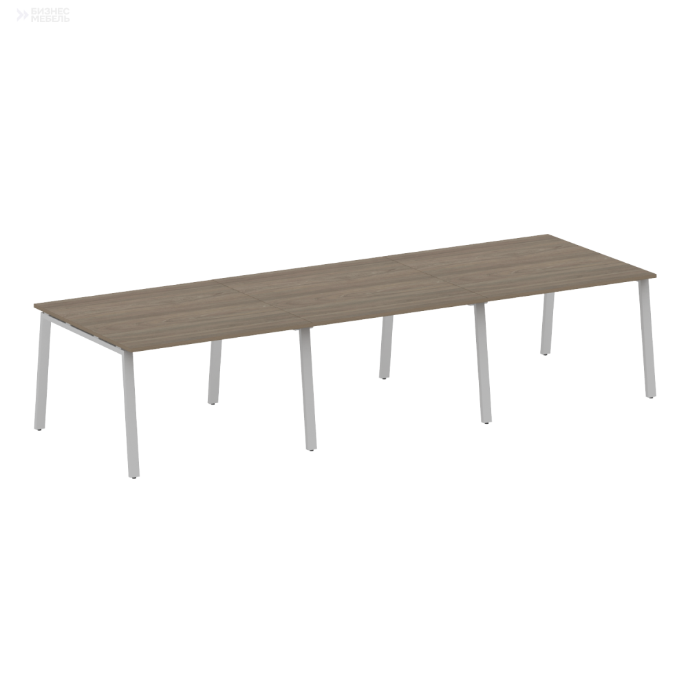 Metal System Переговорный стол 3 столешницы на А-образном м/к БА.ПРГ-3.2 Вяз Благородный/Металл Серый 3600x1235x750