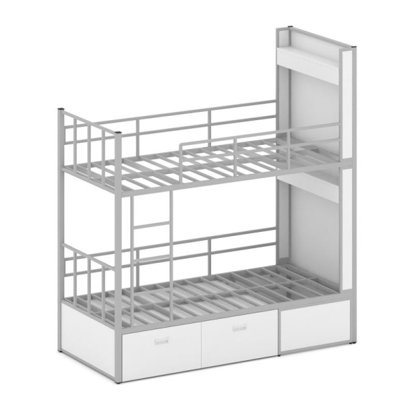 Overnight Кровать 2-х ярусная ON.K2-001 Белый/Металл Серый 2075x950x2260