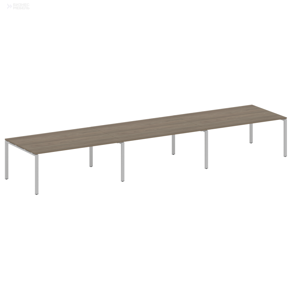 Metal System Переговорный стол 3 столешницы на П-оразном м/к БП.ПРГ-3.5 Вяз Благородный/Металл Серый 5400x1235x750