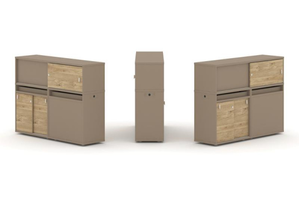 Estetica Набор №21. Тумба двойная+низкая надставка ES.NB.2N-21 Латте/Тиквуд Светлый 1500*410*1135