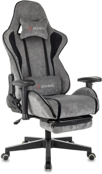 Кресло игровое Zombie Drift/F серый/черный крестов. пластик подст.для ног