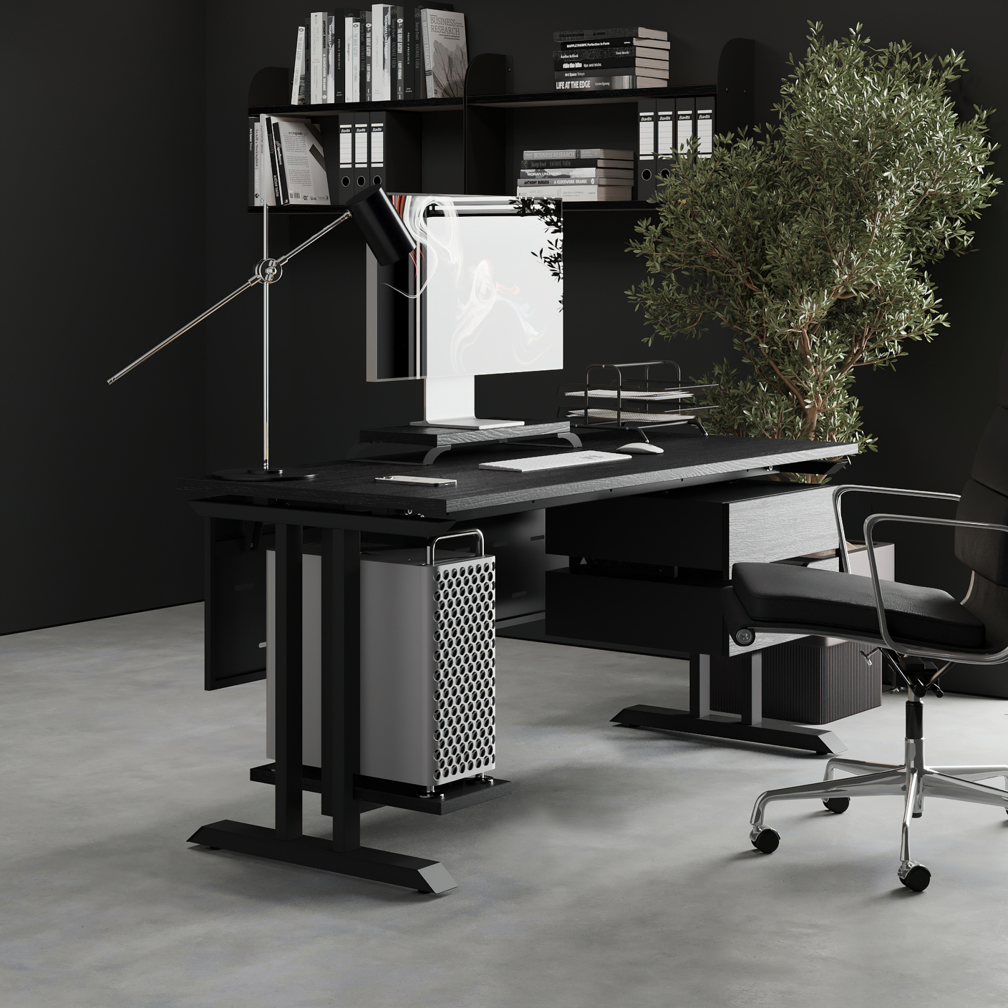 Стол офисный Kobor T-100/60 black/wood Стол офисный Kobor T-100/60 black/wood