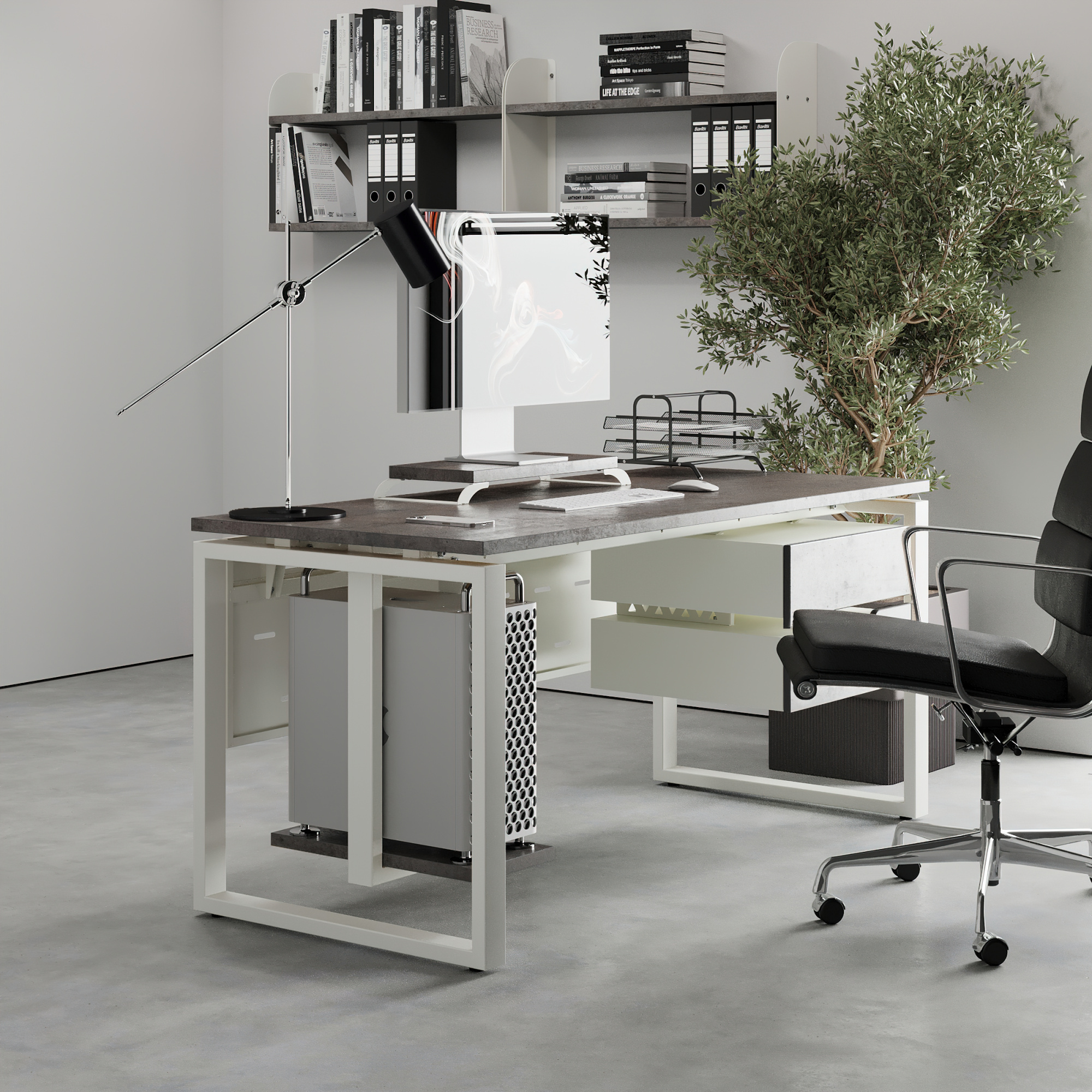 Стол офисный Kobor O1-160/80 white/chicago