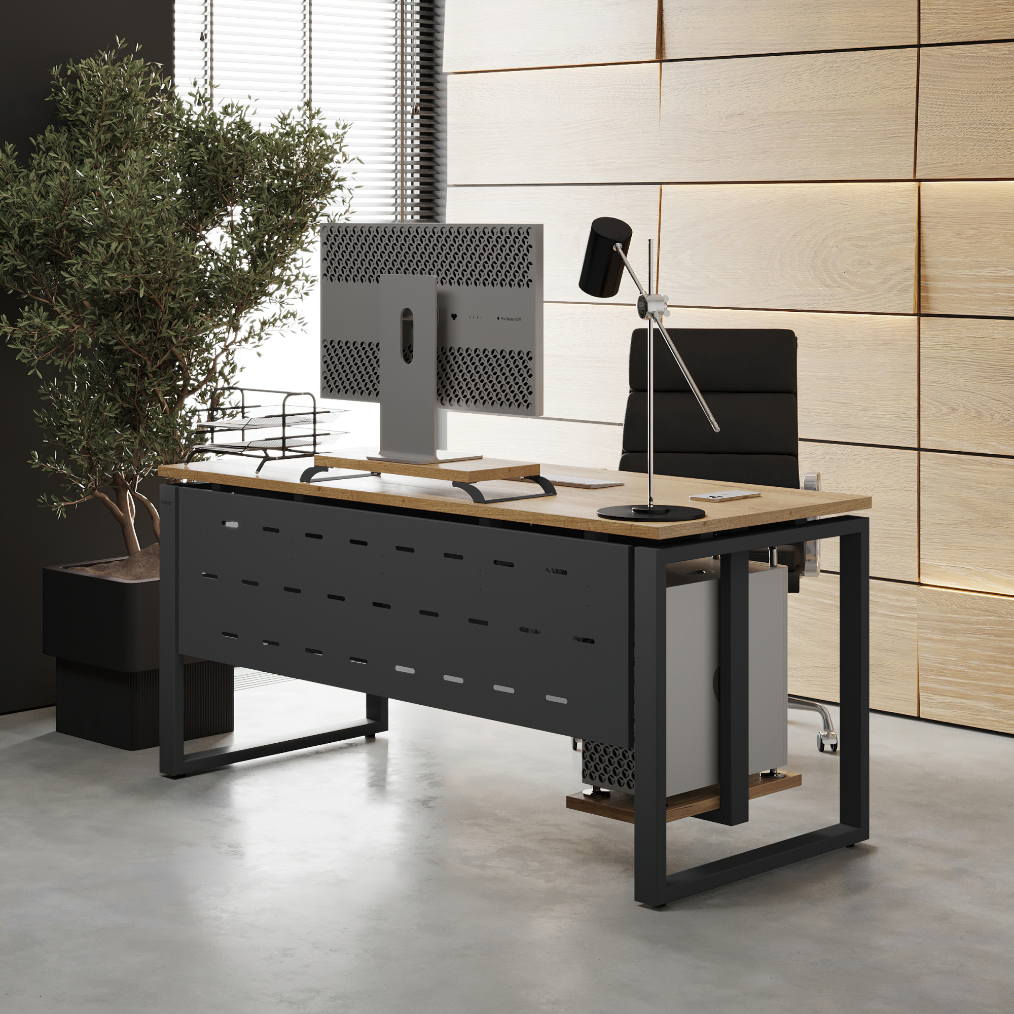 Стол офисный Kobor O1-100/70 black/natural