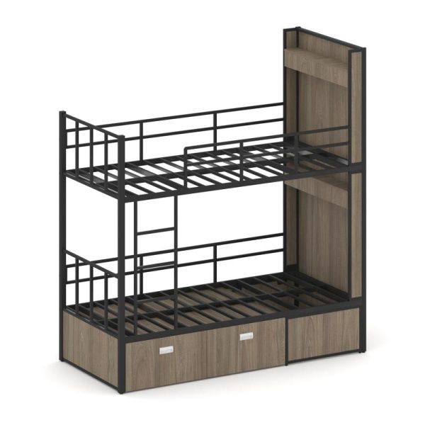 Overnight Кровать 2-х ярусная ON.K2-001 Вяз Благородный/Металл Черный 2075*950*2260 Overnight Кровать 2-х ярусная ON.K2-001 Вяз Благородный/Металл Черный 2075*950*2260