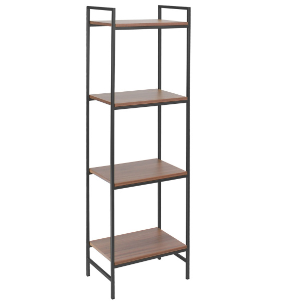 Стеллаж ALTO, черный, ЛДСП Орех, 45x30x145 Стеллаж ALTO, черный, ЛДСП Орех, 45x30x145