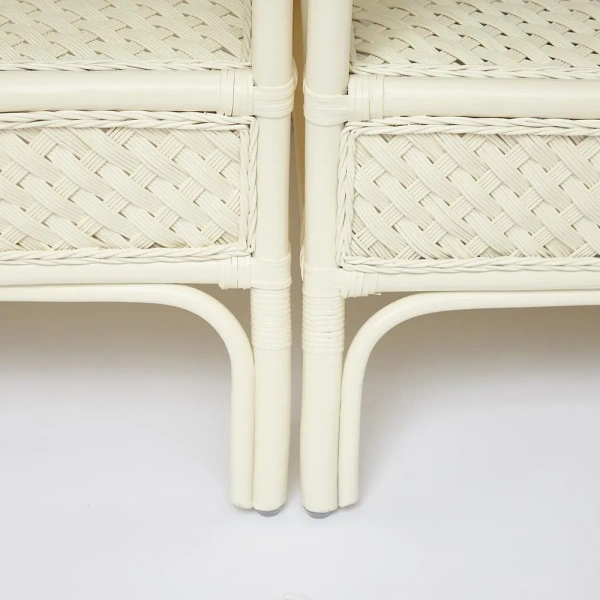 Комплект обеденный ANDREA GRAND (стол со стеклом+6 кресел+ подушки) TCH White (белый), Ткань рубчик, цвет кремовый