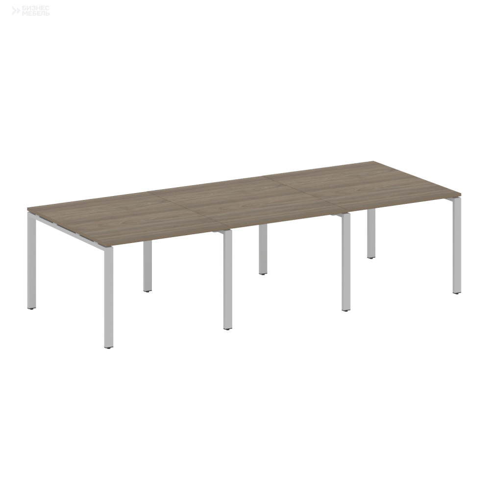 Metal System Переговорный стол 3 столешницы на П-оразном м/к БП.ПРГ-3.1 Вяз Благородный/Металл Серый 3000x1235x750