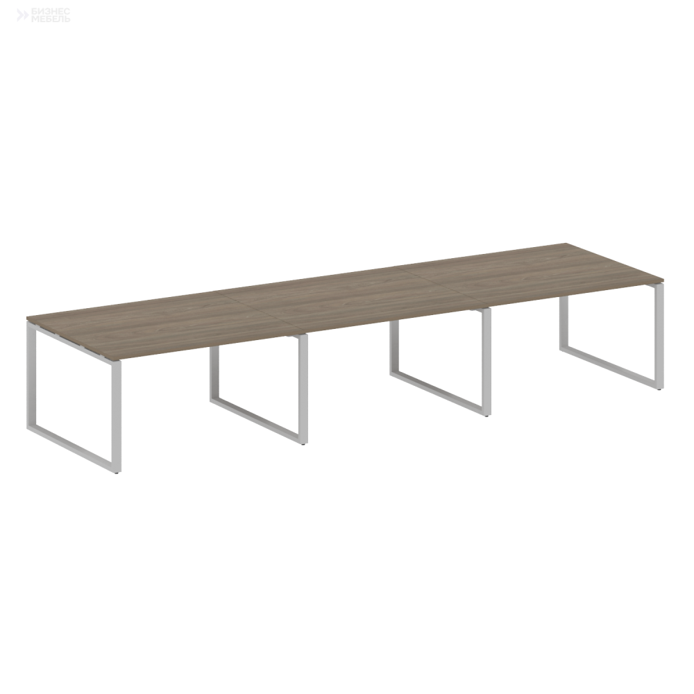 Metal System Переговорный стол 3 столешницы на О-оразном м/к БО.ПРГ-3.3 Вяз Благородный/Металл Серый 4200x1235x750
