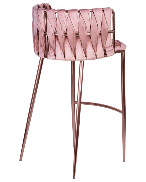 Стул барный DOBRIN EMMA ROSE GOLD (розовый велюр (VF-10))