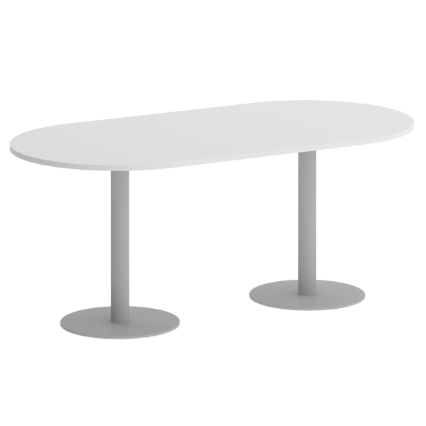 Home Office Стол овальный VR.SP-5-180.1 Белый Бриллиант/Металл Серый 1800*900*753 Home Office Стол овальный VR.SP-5-180.1 Белый Бриллиант/Металл Серый 1800*900*753