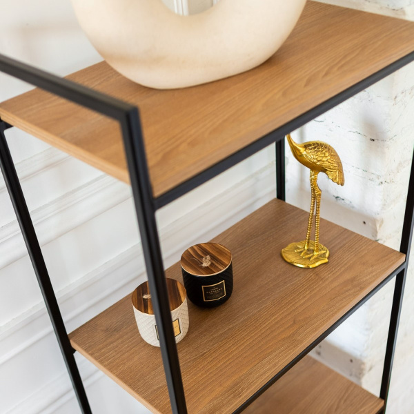 Стеллаж ALTO, черный, ЛДСП Робиния, 55x30x145 Стеллаж ALTO, черный, ЛДСП Робиния, 55x30x145