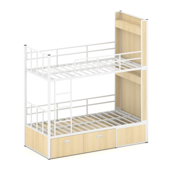 Overnight Кровать 2-х ярусная ON.K2-001 Акация Лорка/Металл Белый 2075*950*2260