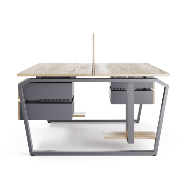 Стол офисный Kobor TB/2-160/160 graphite/natural Стол офисный Kobor TB/2-160/160 graphite/natural