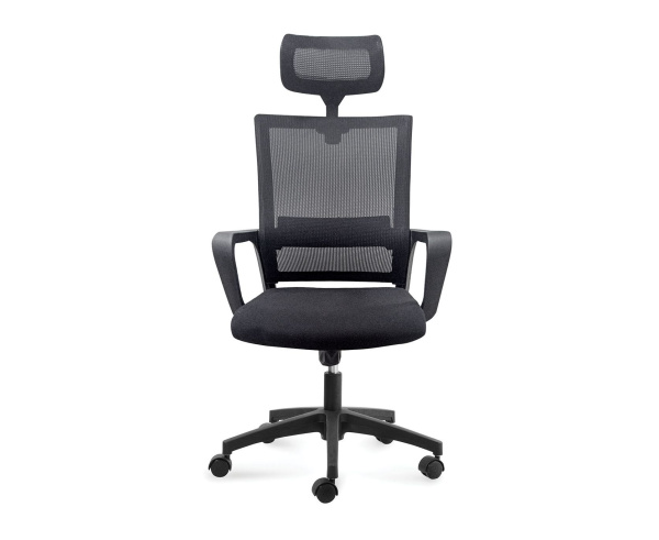 Кресло офисное / Бит / черный пластик / черная сетка / черная ткань