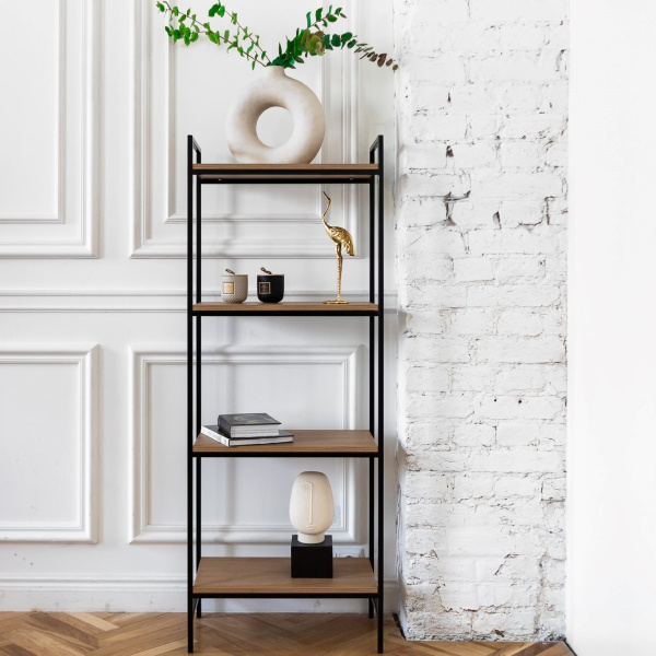 Стеллаж ALTO, черный, ЛДСП Робиния, 55x30x145 Стеллаж ALTO, черный, ЛДСП Робиния, 55x30x145