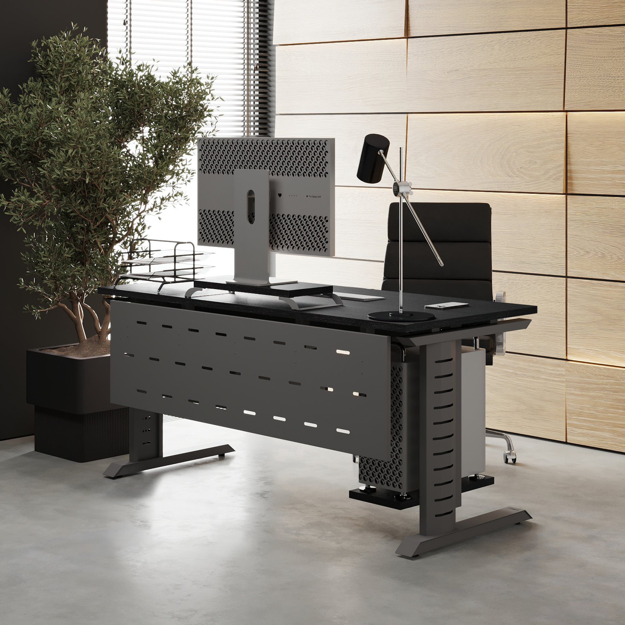 Стол офисный Kobor L2-120/70 aluminum/wood